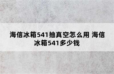 海信冰箱541抽真空怎么用 海信冰箱541多少钱